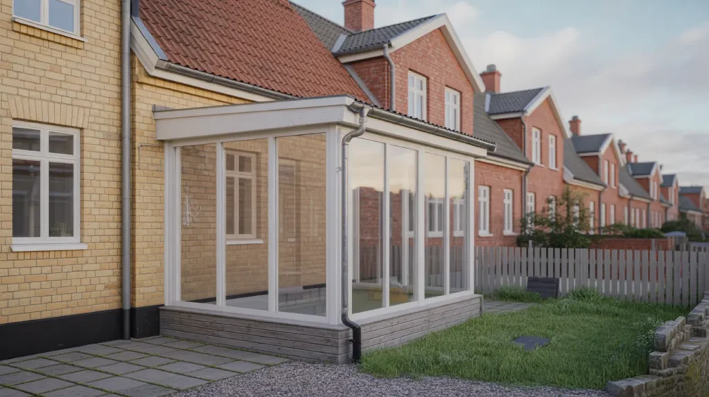 ny inglasad veranda vid radhus i smedstorp tomelilla