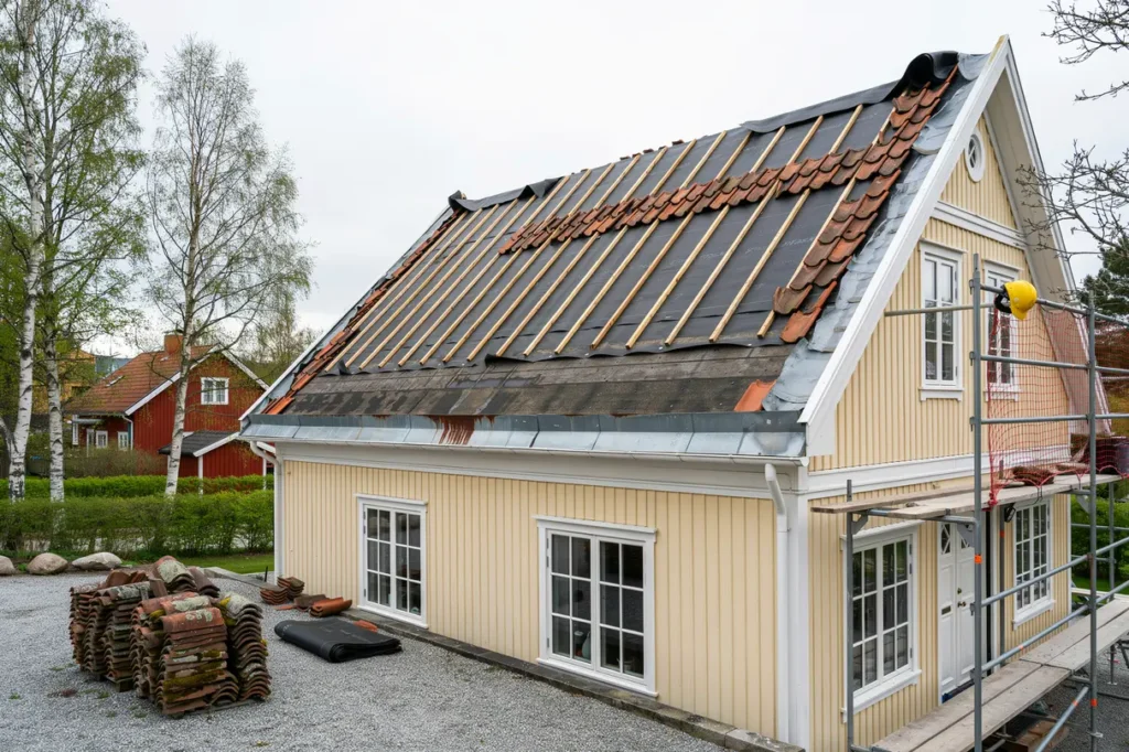 takrenovering p villan tecken p l ckage val av underlagstak och r tt arbetsordning